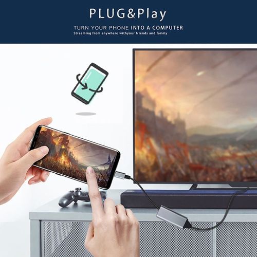 Cble USB type-c vers HDMI (4K @ 60Hz), cordon Thunderbolt 3 Compatible avec MacBook Pro 2018 2017 Air S21 S20
