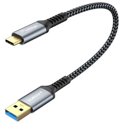 Cble USB Type C vers USB 3.1 Gen 2 Court 0,3 m Donnes 10 Gbit/s et cble de charge rapide 3 A pour iPhone 15/15 Pro,Galaxy S21,SSD,Android Auto