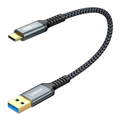 Cble USB Type C vers USB 3.1 Gen 2 Court 0,3 m Donnes 10 Gbit/s et cble de charge rapide 3 A pour iPhone 15/15 Pro,Galaxy S21,SSD,Android Auto