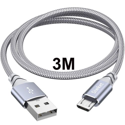 Cbles Micro Usb 3m,Cble De Charge Usb A Vers Micro Tress En Nylon Cble De Charge Android Compatible Pour Samsung Galaxy S7 S6 Edge J7 J5 J3,Redmi Note 5,Huawei,Sony,Lg,Kindle,Ps4