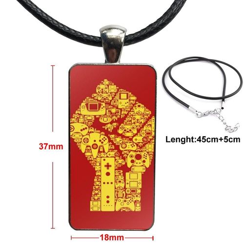 Cabochon En Verre De Couleur Acier Inoxydable, Avec Pendentif En Forme De Rectangle, Collier Ras Du Cou Pour Femmes, Cadeau Pour Filles, Poing Noir