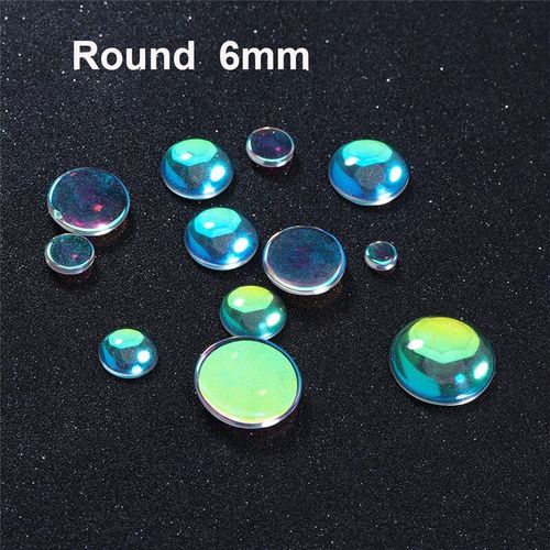 Cabochons Transparents Ovales Ronds Colors Ab, En Verre Transparent  Dos Plat Pour La Fabrication De Pendentifs Faits  La Main, Vente En Gros