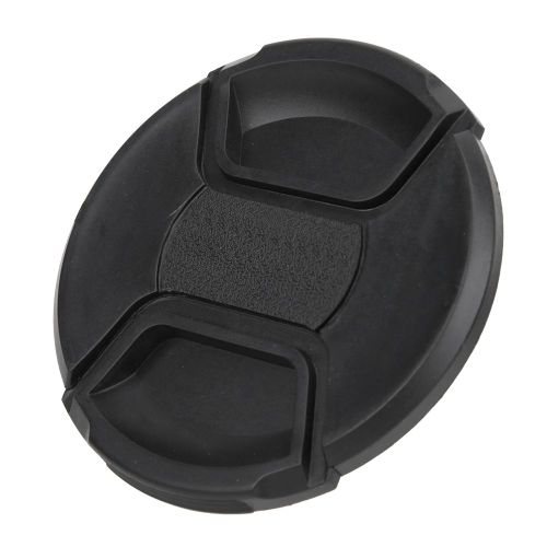 Cache-objectif universel noir pour appareil photo reflex numerique, pincement central avec cordon anti-perte, 52 mm