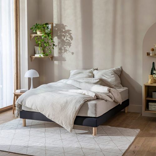 Cache Sommier Coton Jersey Noir 100x200