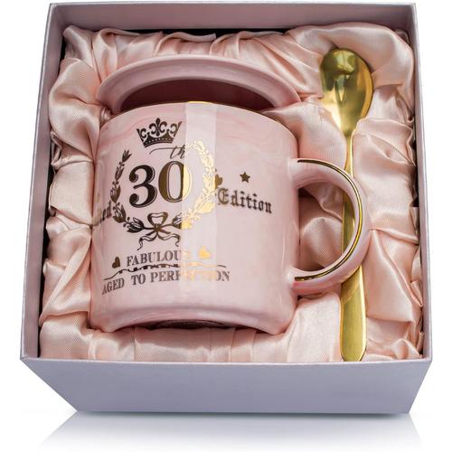 Cadeau Anniversaire 30 Ans Femme 1994, Aged To Perfection - Fabuleuse 30e dition Limite Mug Tasse  Caf 416ml En Marbre Rose Avec Inscription Dore, Carte D'anniversaire Et Bote Exquise