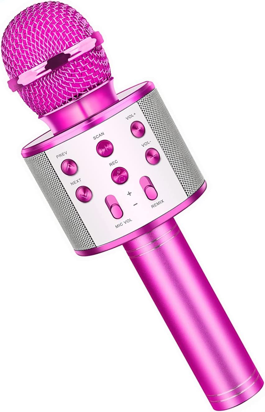 Microphone cadeau âge 5-12 filles enfants, cadeaux de microphone karaoké  sans fil pour fille de 6-11 ans enfants chantant Microphone Machine jouet