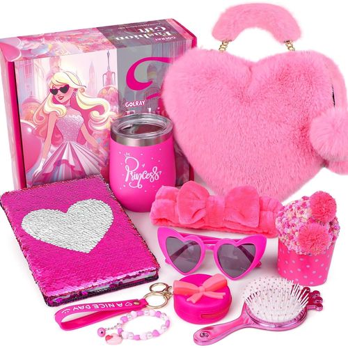 Cadeau pour Filles 6-12 Ans Princesse Jouet Peluche Sac Main Lunette de Soleil Carnet Notes Tasse Bandeau Bracelet Creatifs Mode Jouets Enfant Ado Nol Anniversaire Cadeau Filles 6 7 8 9 10 11.[G1176]