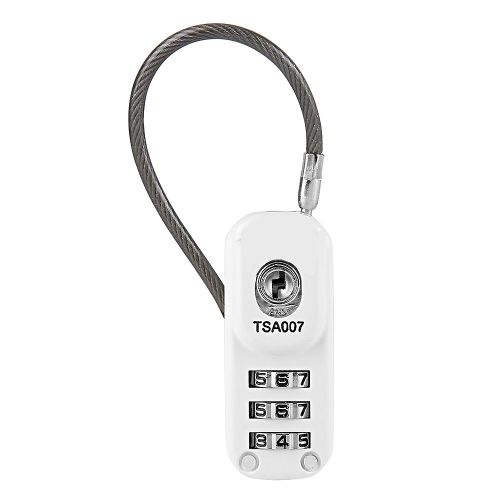 Cadenas A Code A 3 Chiffres Reinitialisable Et Accepte Par La Tsa Pour Bagages Et Valises, Blanc