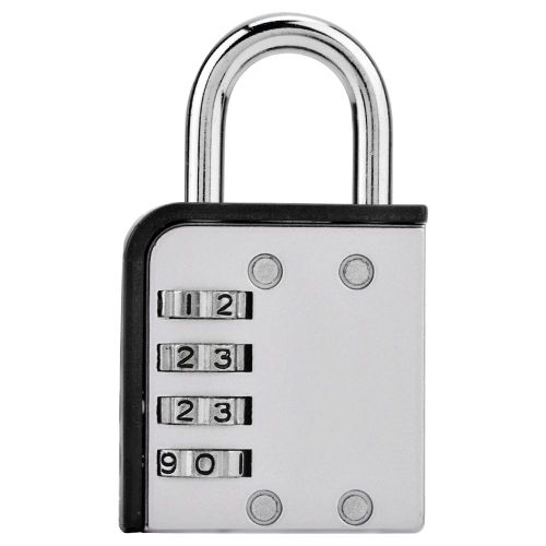 Cadenas A Combinaison A 4 Chiffres Pour Porte D'entrepot (Bord Noir Argente)