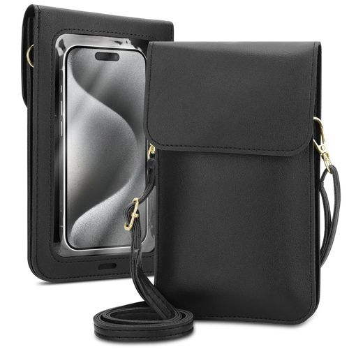 Cadorabo Etui Pour Tlphone Portable Compatible Avec Nokia Lumia 950 Xl-Petit Sac  Main Avec Compartiment Et Fentre, Sac  Bandoulire Pour Lumia 950 Xl, 2 Compartiments, Similicuir, Femme, Noir