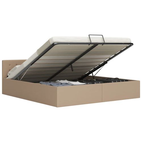 Cadre De Lit  Rangement Cappuccino Similicuir 160x200 Cm