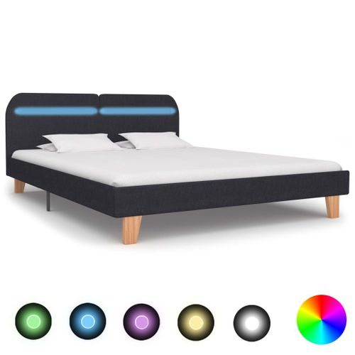 Vidaxl Cadre De Lit Avec Led Gris Fonc Tissu 180 X 200 Cm