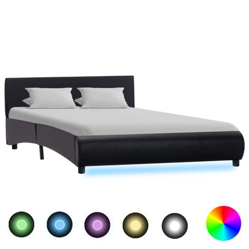 Cadre De Lit Avec Led Noir Similicuir 140 X 200 Cm