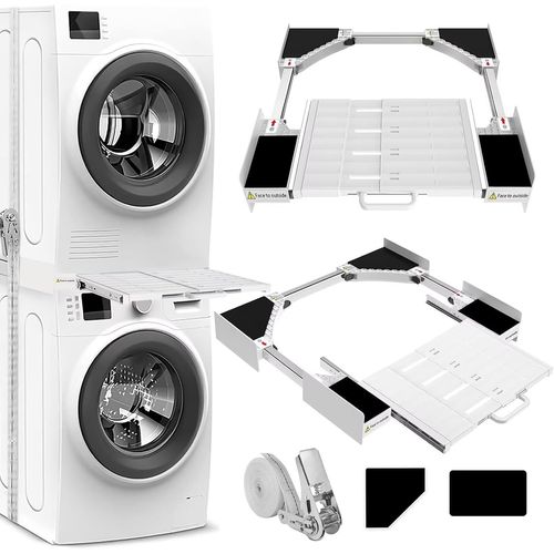 Cadre Intermdiaire Pour Laver Avec tagre, Cadre De Connexion Universel Pour 53-68 Cm Machine  Laver, Kit D`Empilage Pour Sche-Linge, Kit Intermdiaire Avec Porte-Serviettes Ex[MAC0363]