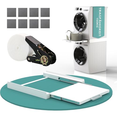 Cadre Intermdiaire Universel Avec Fond Extensible Pour Machines  Laver Et Sche-Linge - Cadre Intermdiaire Avec Corde  Linge En Acier (Avec Sangle D'Arrimage)