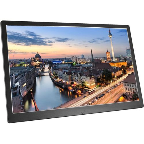 Cadre Photo Numrique, 12 Pouces 1280 X800 Hd Cadre lectronique Led, Cadre En Mtal Avec Tlcommande, Photo De L'Album De Rveil De L'Horloge De Diffusion Vido Usb Et Petite Carte Mmoire