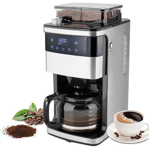 Cafetire Goutte  Goutte De 12 Tasses,Machine  Caf Automatique Avec Moulin  Caf Intgr,Machine  Caf Programmable Avec Minuterie,Rservoir D'Eau De 1,5 L