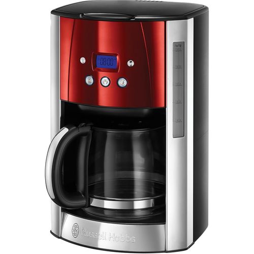 Cafetire [Technologie Whirltech-Extraction Optimale] Luna Rouge (1000W,Verseuse En Verre 1,5L, 12 Tasses, Programmable, Minuteur Digital, Auto-Nettoyante) Machine  Caf Filtre 23240-56