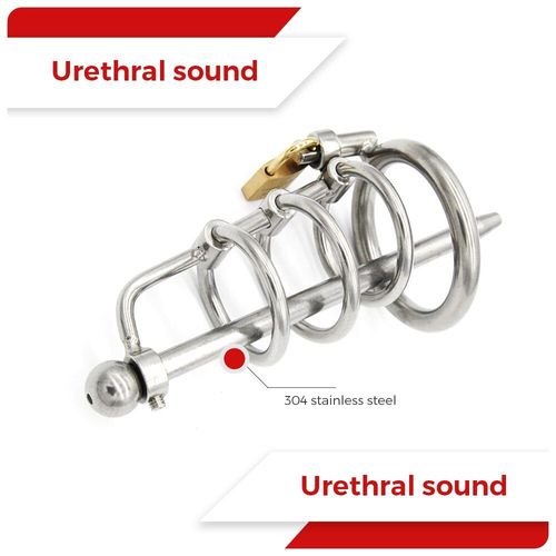 Cage  Pnis Bdsm Cbt Pour Homme, Dispositif Avec Anneau De Verrouillage, Ceinture De Chastet, Son De Cathter Urtral, En Acier Inoxydable, Jouets Sexuels De Plein Air Pour Adultes