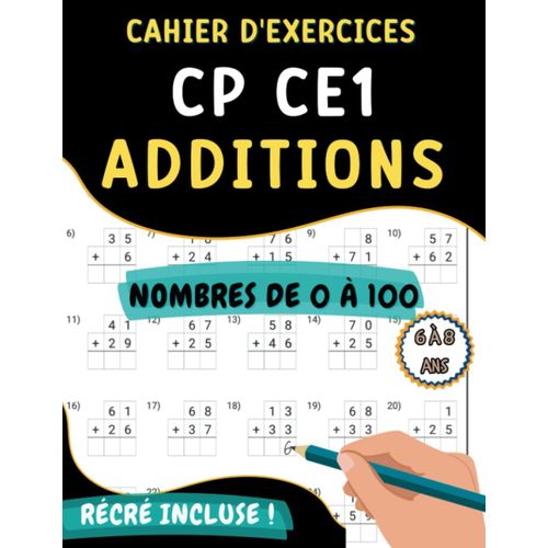 Cahier D'exercices Cp Ce1 Additions: Tables D'additions Poses Pour tre Plus Fort En Math Et En Calcul Mental. Pour Les Enfants De 6  8 Ans. Nombres De 0  100. Rcr Incluse !   de Parmentier, Lo  Format Broch 