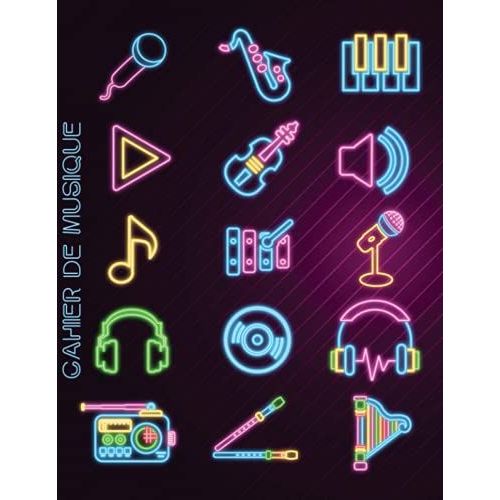 Cahier De Musique: Carnet De Partitions Avec Porte Et Carreaux | 110 Pages | Grand Format | Couverture Non | Idal Apprentissage Solfge, Cours De Musique, Chant Et Composition   de Notes, Collection  Format Broch 