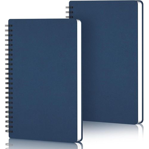 Cahier Feuille Blanche A5-2 Pices Carnet Spirale A5 - Bleu Fonc Carnet De Notes - 14x21cm Bloc Note A5-100gsm Carnet Page Blanche - 120 Pages Cahiers Spirale De Voyage Dessin