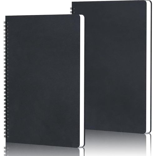 Cahier Feuille Blanche B5-2 Pices Carnet Spirale B5-100gsm Page Blanche Notebook - 26x18.5cm Bloc Note B5-60 Feuilles Cahier Spirale - Noir Carnet De Dessin Voyage
