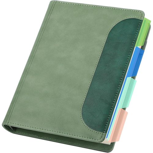 Cahier Lign A5-1 Pc Carnet Cuir Pu - 14x21cm Carnet  Anneaux A5-120 Feuilles/240 Pages Bloc Note A5-100g/M Papier Rechargeable Notebook Lign - Vert Cahier De Note
