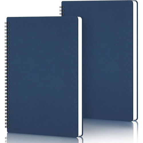 Cahier Page Blanche A4-2 Pcs Cahiers  Spirales - Bleu Fonc Bloc Note A4-100gsm Carnet Feuille Blanche - 21x29.2cm Carnet Spirale A4-60 Feuilles/120 Pages Carnet De Voyage