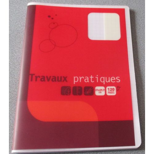 Cahier Travaux Pratiques - 21x29.7cm - 120 Pages - Grands Carreaux - Seyes - Papier 90g - Couverture Plastique Rouge - Auchan