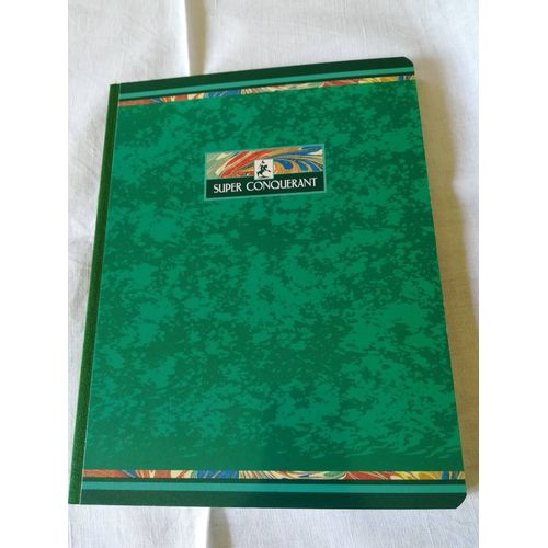 Cahier Vert 192 Pages Grand Carreau Super Conqurant 90 G Couverture Pellicule Lavable, Reliure Tissu 17 X 22 Cm