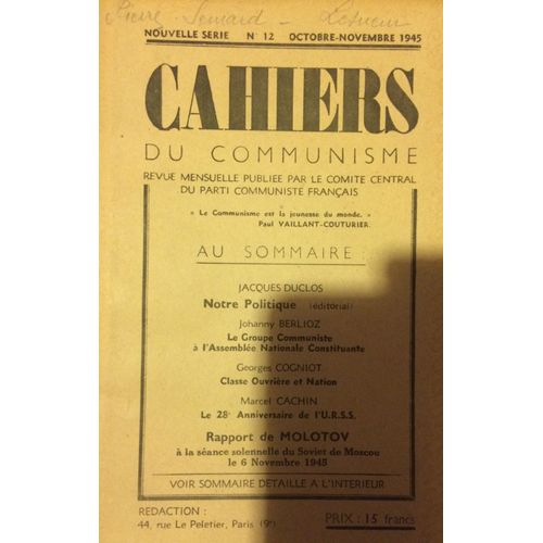 Cahiers Du Communisme (Dcembre 1946) 12 