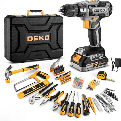 Caisse A Outil Avec Perceuse Visseuse Multifonction Sans Fil 20v,186 Pices Malette Outils Complete,Ensemble D'outils Avec Perceusepour Rparation,Entretien Et Travail,Gris