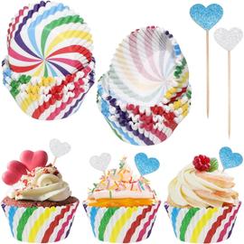 Caissettes à Cupcakes 200 Pièces Caissette Muffins Papier Arc en Ciel Mini  Caissette Cupcake pour Maison Four Anniversaire Fêtes