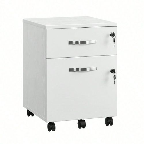 Caisson Bureau, Avec 2 Tiorirs, 5 Roulettes, Surface Texture