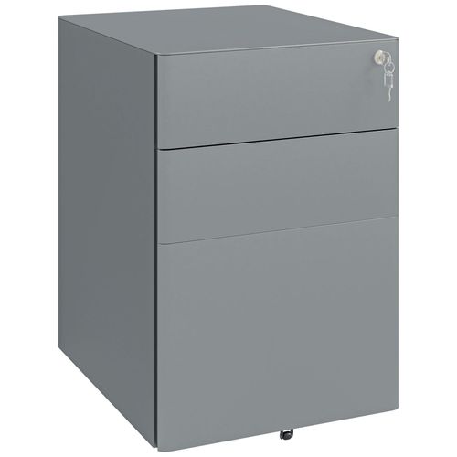 Caisson De Bureau Rangement Bureau Sur Roulettes 3 Tiroirs Coulissants Verrouillables Trieur  Dossiers Dim. 39l X 48i X 59h Cm Acier Gris