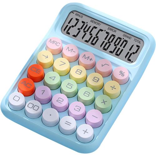 Calculatrice  Interrupteur Mcanique,Calculatrice Colore,Calculatrice Violette,Joli Grand cran Lcd Et Boutons,Calculatrice Pour La Vie Quotidienne Et Le Travail De Bureau(Bleu)