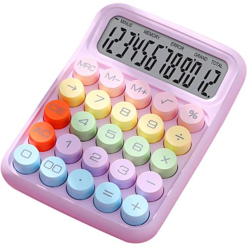 Calculatrice  Interrupteur Mcanique,Calculatrice Colore,Calculatrice Violette,Joli Grand cran Lcd Et Boutons,Calculatrice Pour La Vie Quotidienne Et Le Travail De Bureau(Violet)