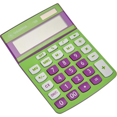 Calculatrice Bureau  12 Chiffres + cran Inclin En Mtal,Calculatrice College Et Lycee Avec Recharge Solaire - Calculette Idal Comme Fourniture Et Accessoire Bureau, Vert/Violet