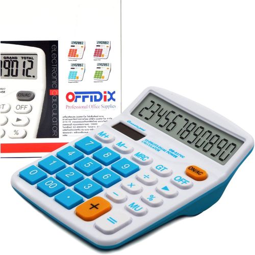 Calculatrice Bureau Bureau Solaire Et Batterie Calculatrice lectronique Double Puissance Portable 12 Chiffres Calculatrice Grand cran Lcd Bleu