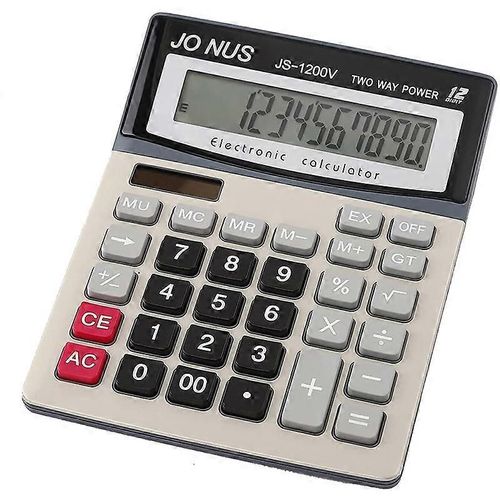 Calculatrice, Calculatrice De Bureau  Batterie Solaire  12 Chiffres Avec Grand cran Lcd, Calculatrices De Bureau  Double Alimentation