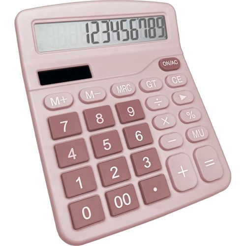 Calculatrice, Calculette De Bureau Solaire Grand cran Lcd  12 Chiffres, Mini Calculatrice Fonction Standard Pour Bureau, Maison Et cole, Calculatrice De Bureau Avec Grands Boutons, Rose