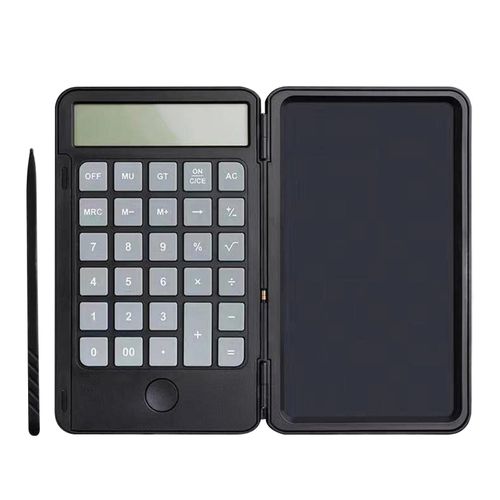 Calculatrice D'tudiant Avec Bloc-Notes Calculatrice De Bureau Portable Pliable Calculatrice Rechargeable 2 En 1 Pour L'cole Noir