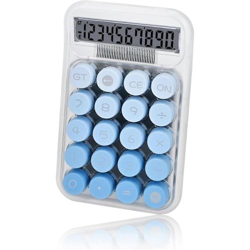 Calculatrice De Bureau Mignonne Bleue, cran Lcd Clair Mcanique Calculatrices De Bureau De Base Simples Pour Les Fournitures De Bureau DAffaires, Gros Boutons 10 Chiffres