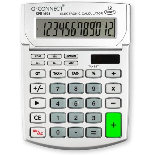 Calculatrice De Bureau Q-Connect Calculatrice  12 Chiffres 102x140mm Gris/Type-Ecran  12 Chiffres/Type-Systme D'alimentation Double/Matire-Plastique/Couleur-Gris