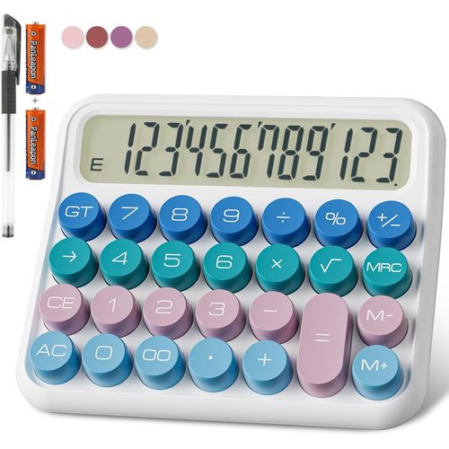 Calculatrice Mcanique 12 Chiffres, cran Lcd Extra Large De 5 Pouces, Calculatrice De Bureau  Piles, Gros Boutons Faciles  Presser, cran Inclinable  15 Pour Les Enfants
