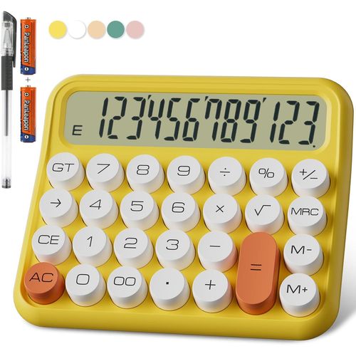 Calculatrice Mcanique 12 Chiffres, cran Lcd Extra Large De 5 Pouces, Calculatrice De Bureau  Piles, Gros Boutons Faciles  Presser, cran Inclinable  15 Pour Les Enfants