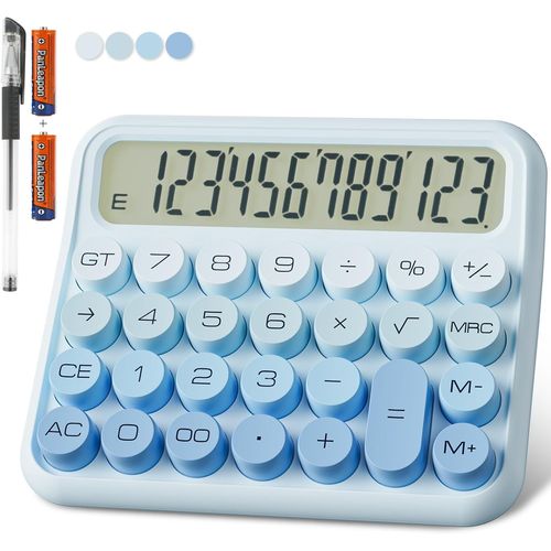 Calculatrice Mcanique 12 Chiffres,cran Lcd Extra Large De 5 Pouces,Calculatrice De Bureau  Piles,Gros Boutons Faciles  Presser,cran Inclinable  15 Pour Les Enfants.[V4]