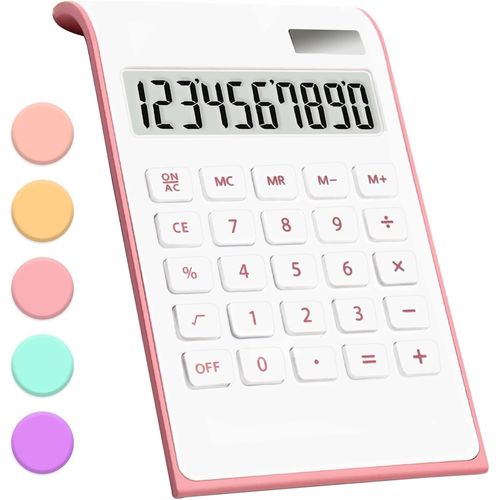 Calculatrice Rose, Fournitures Et Accessoires De Bureau, Calculatrice De Bureau De Base  Batterie Solaire  10 Chiffres,Calculatrice De Bureau  Double Alimentation Avec Grand cran Lcd,Fournitures