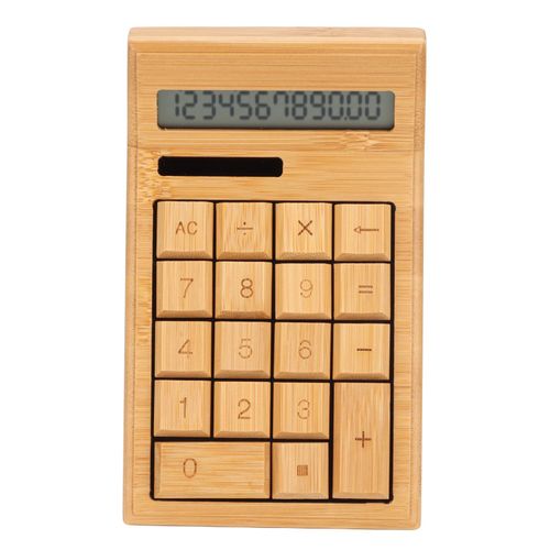 Calculatrice Solaire Cs19, Batterie Solaire, Double Puissance, éCran Lcd à 12 Chiffres, 18 Boutons, Calculatrice De Bureau En Bambou Pour éTudiants